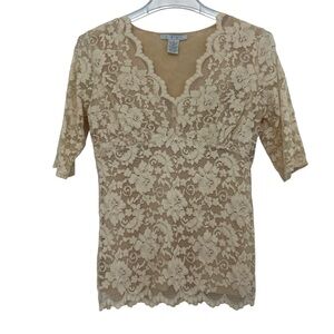 CAbi Cream Lace Top